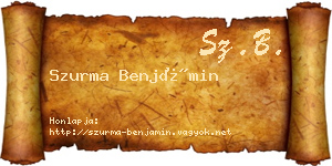 Szurma Benjámin névjegykártya